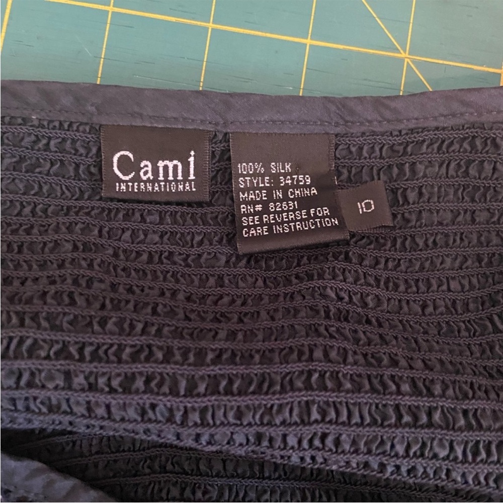 Gunmetal blue elegant silk dress full skirt with smocked tank style top. NWOT - Picture 4 of 9